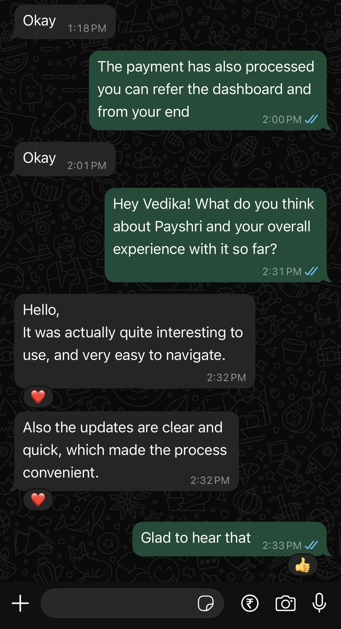 Feedback screenshot