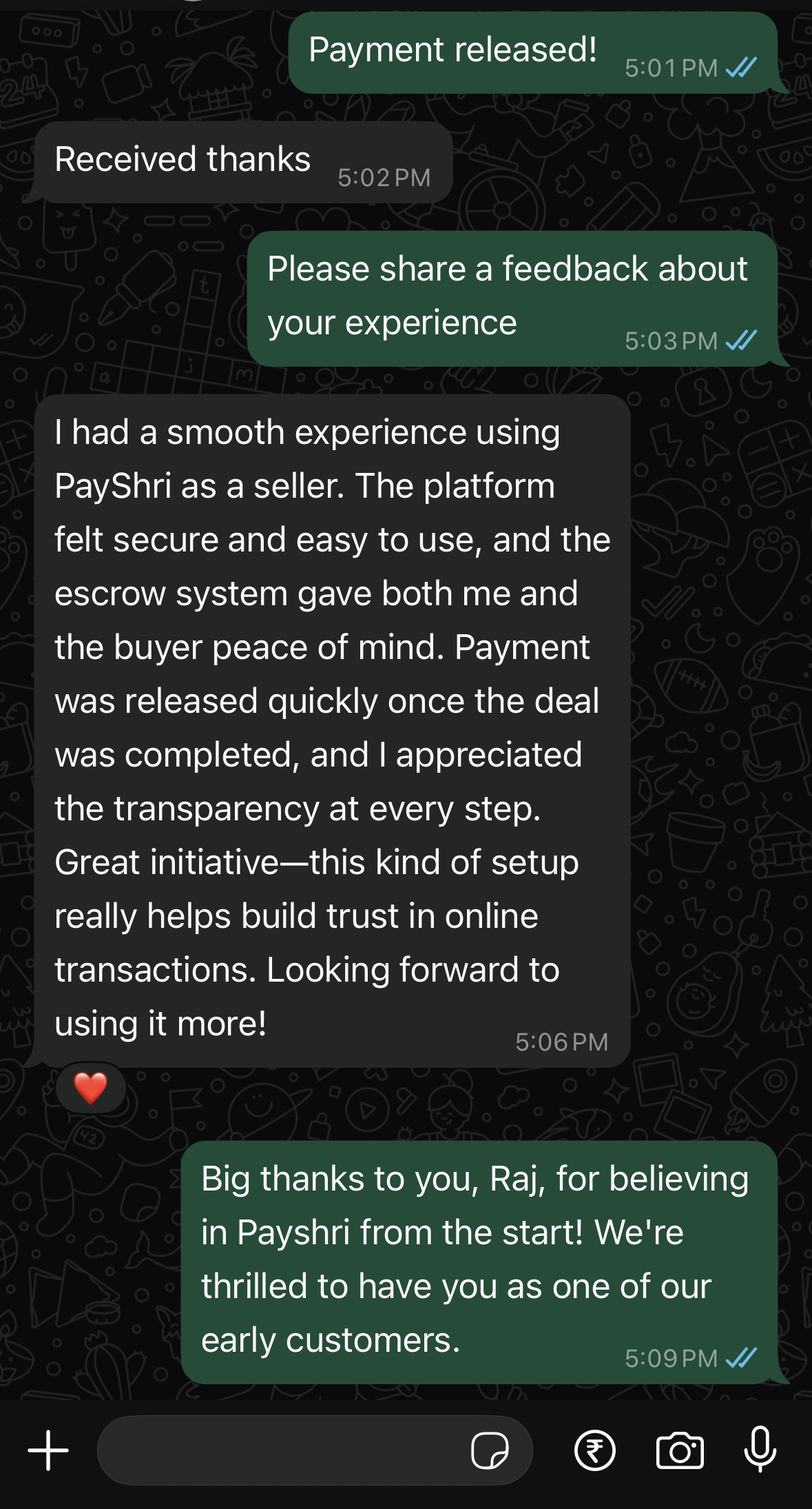 Feedback screenshot
